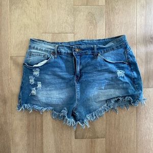 Distressed Stretch Denim Jean Cutoff Shorts Size XL Worn Once